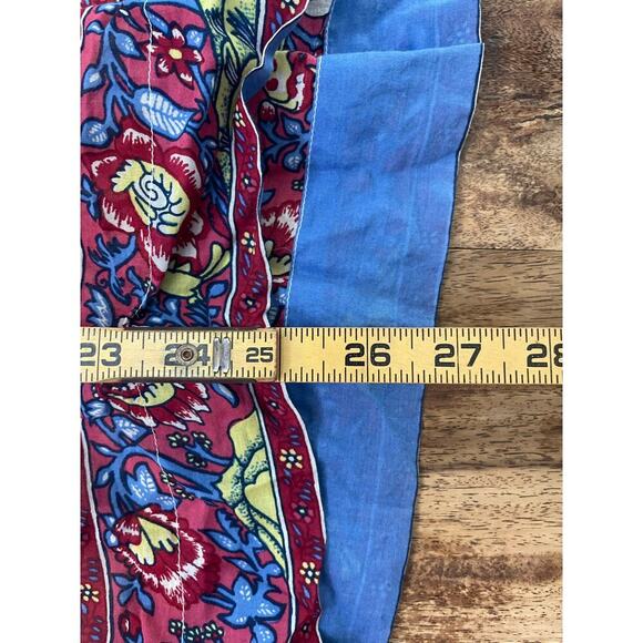 Point Sur Women's Red Blue Floral Print Ruffle Block Print Blouse Top Size 12 - Picture 8 of 15